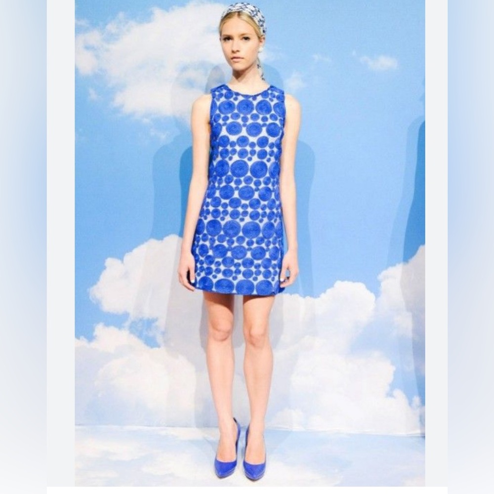 Alice & Olivia - Cobalt Blue Swirled Lace Overlay Dress Sz 8. Super Cute, Retro - Picture 5 of 5